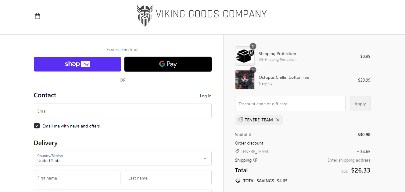 Viking Goods apply coupon code